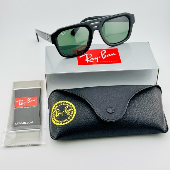 Ray-Ban Sunglasses RB4397 Corrigan Bio-based Polished Black Frame Green Lenses - Picture 13 of 13